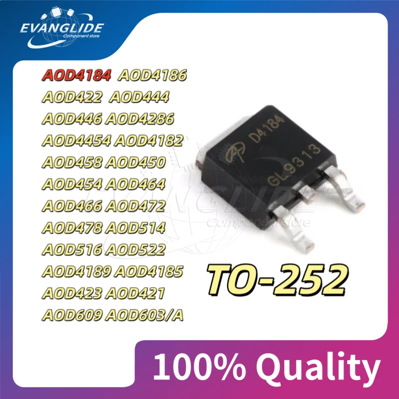 10 PCS/LOT AOD4184 TO-252 CHIP AOD4182 AOD4184 AOD4185 AOD4186 AOD4187 D4185 D4186 D4189 D609 D603 D421D422