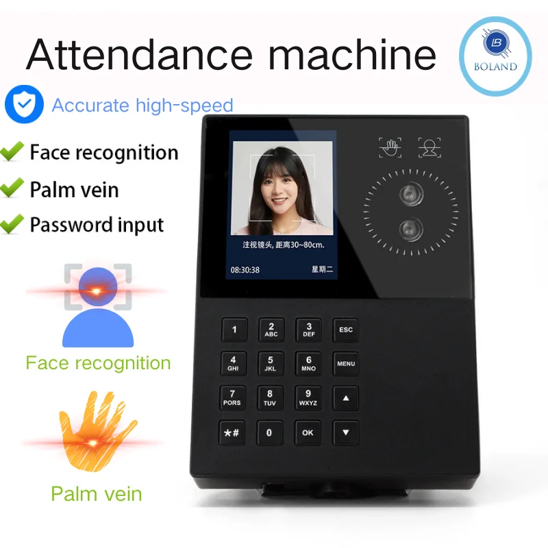 Facial Recognition Commute Recorder Palmprint Recognition Attendance Check Card working Time Recorder For Account working Time