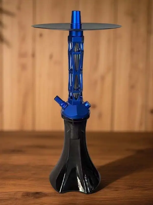 Aluminum alloy complete set of Arabic hookah with hollowed-out laser glass and single tube water pipe