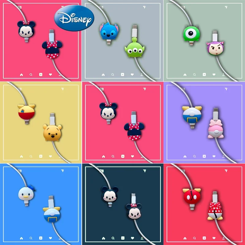 New Mickey Minnie Cable Organizer Data Line Protector For Apple iPhone For Huawei Xiaomi Daisy Anti-break Charging Cable Cas