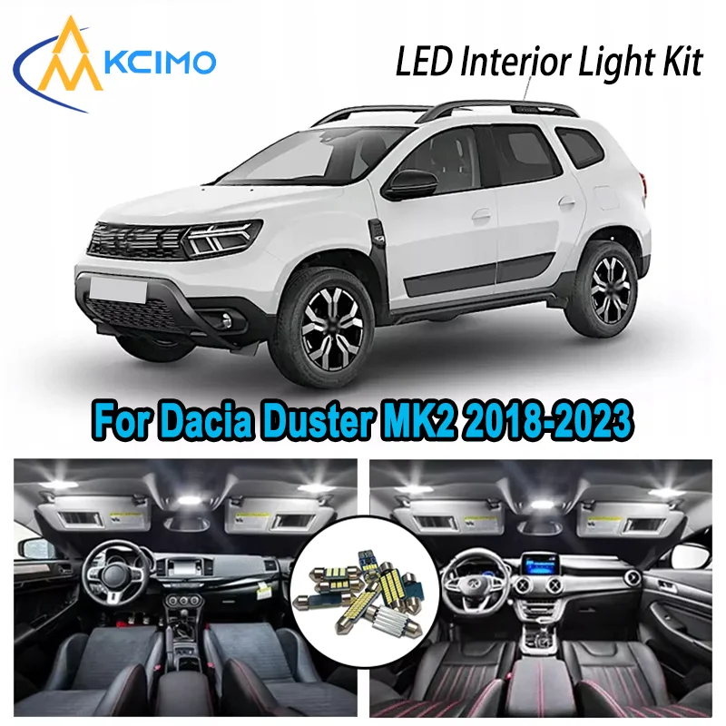 

High-Quality LED Interior Kit for Dacia Duster MK2 2018-2023 2019 2020 2021 Premium Error-Free Dome Map Trunk Automotive Lamps