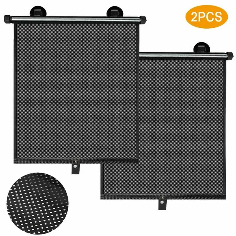 

2pcs Retractable Car Side Window Baby Sun Shade Shield Cover Roll Curtain Visor Car Roller Shades Suction Cups