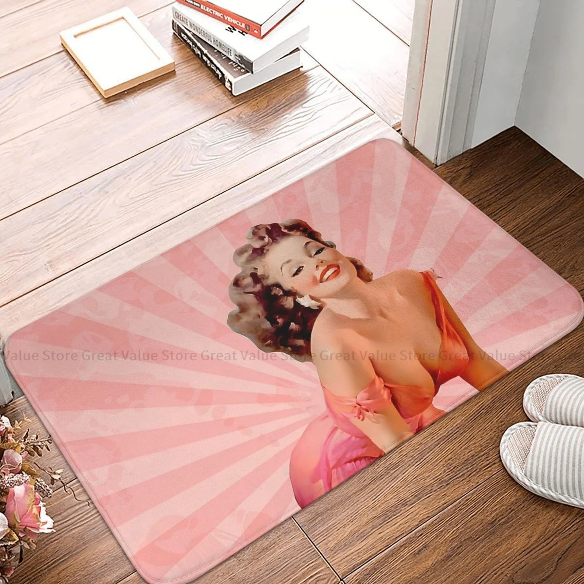 Pin Up Girl Kitchen Non-Slip Carpet Retro Bedroom Mat Entrance Door Doormat Home Decor Rug