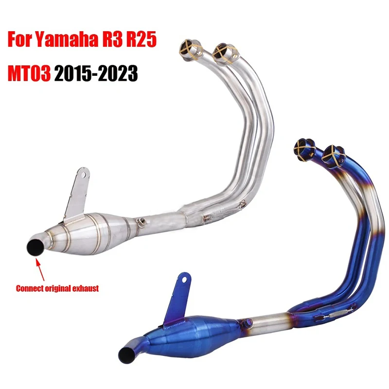 cheap For Yamaha YZF R3 R25 MT03 2015 - 2023 Years Motorcycle Exhaust Escape Moto Full Systems Front Middle Link Pipe