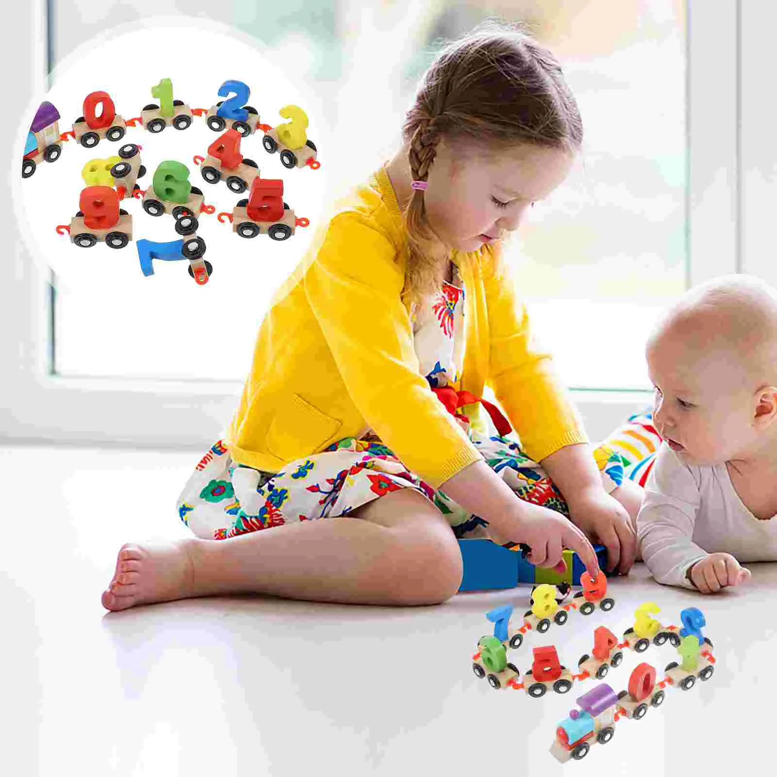

Block Train Toddlers Toy Cognitive Cars Wood Number Toys Early Educational Wooden Learning Child