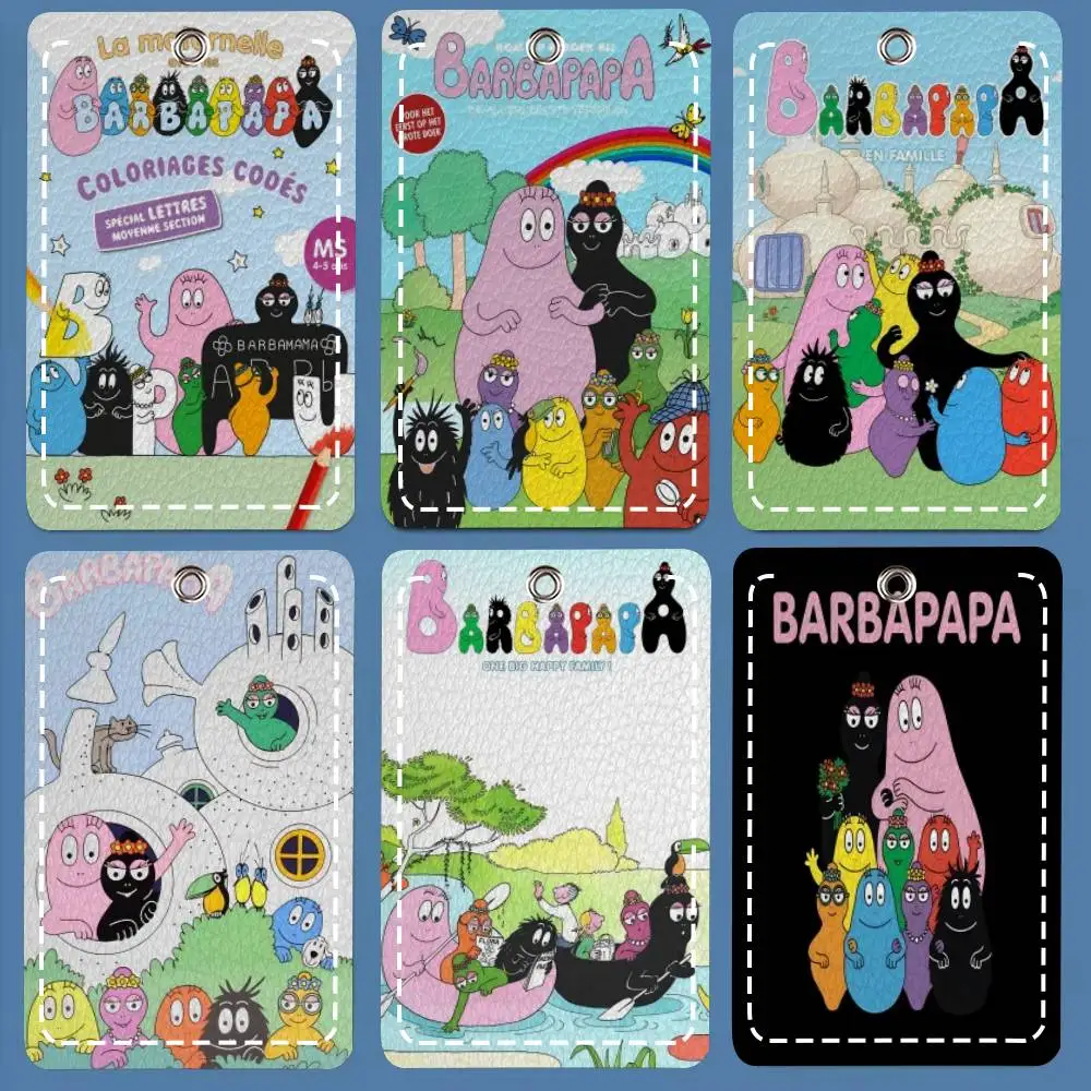 

Классический держатель для карт B-Barbapapa с рисунком из мультфильма, подходит для кредитных карт, проездных билетов, мягкий кожаный прямоугольный брелок для ключей, защитный чехол