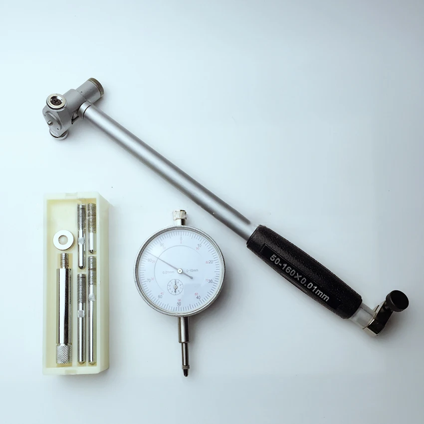 Extender Dial Bore Gauge Set, 50-160mm Measuring Range, 0.01mm Accuracy, Cylinder Dial Indicator Bore Gauge with Storage Case