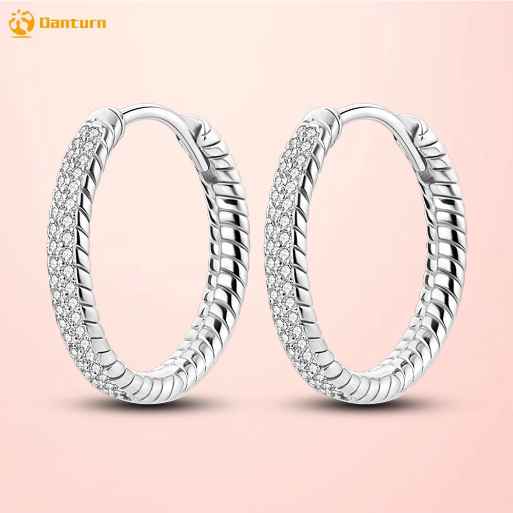 

Danturn 925 Sterling Silver Stud Earrings Sparkling Snake Bone Earrings Women Earrings Cubic Zirconia Statement Stud Earrings