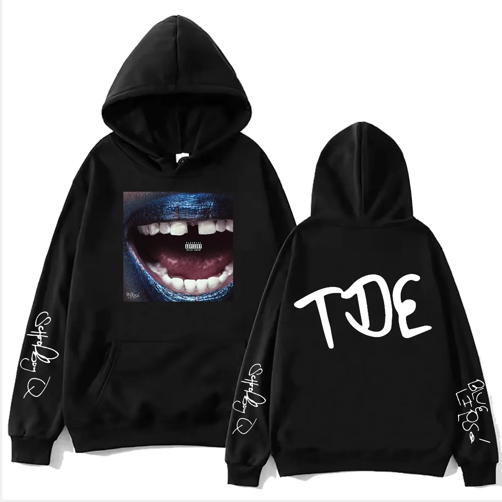 

Schoolboy Q Blue Lips Tde Hoodie Harajuku Hip Hop Pullover Tops Sweatshirt Music Fans Gift