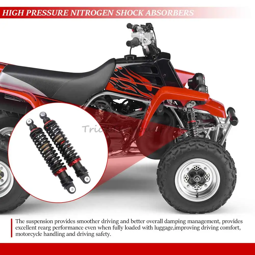 Peredam kejut 370MM 400MM, peredam kejut udara pegas suspensi dapat disesuaikan untuk sepeda Trail Go Kart Quad Yamaha Honda ATV UTV