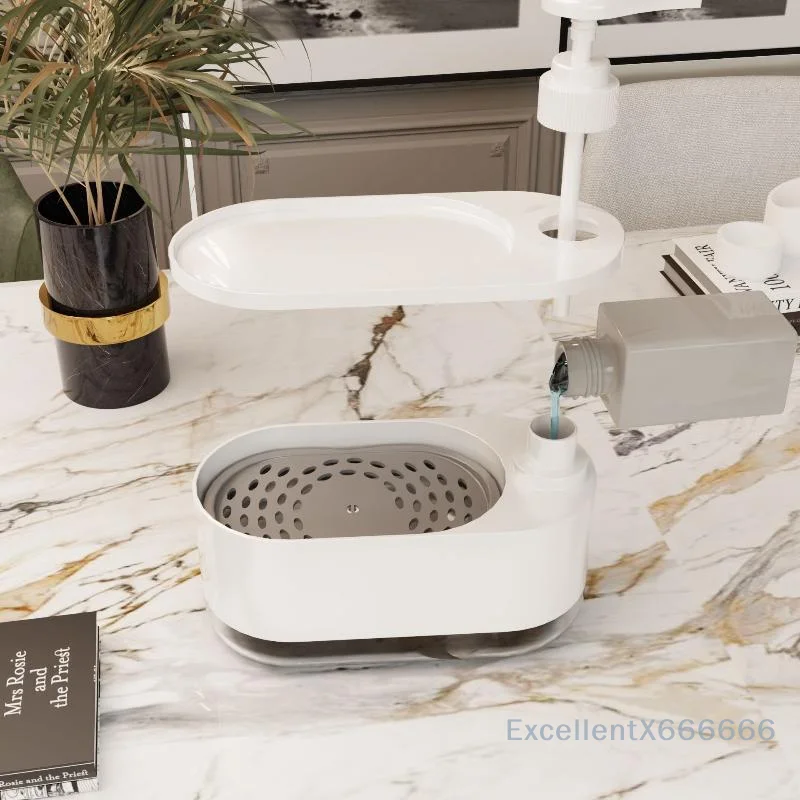 Prensa líquida para lavar louça, prensa manual, caixa de sabão, sabonete para as mãos e prato, dispensador de detergente para pia de cozinha