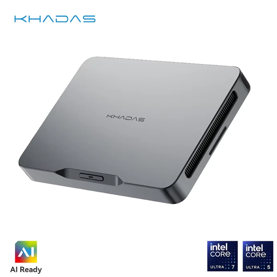 Khadas Mind 2, Pocket Mini PC with Intel Core Ultra 7 155H, 5.55Wh Battery, Thunderbolt 4, 8K, Win 11 Home, Micro Desktop Comput