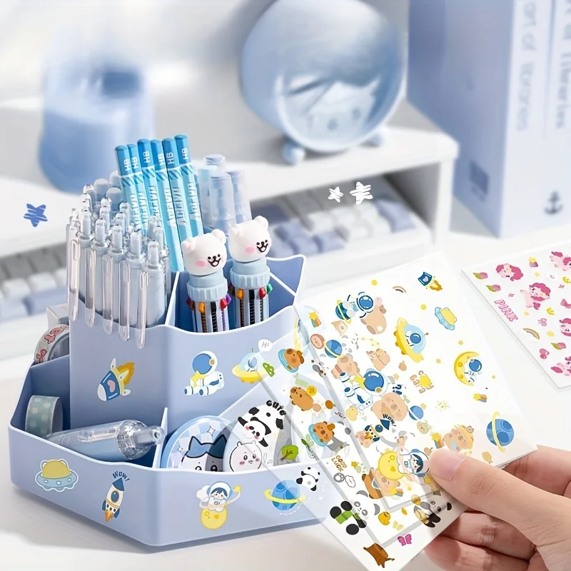 360-Degree Rotating Desk Organizer - Large Capacity, Multi-Functional Storage for Office Supplies, Cosmetics, Pens & Markers - I