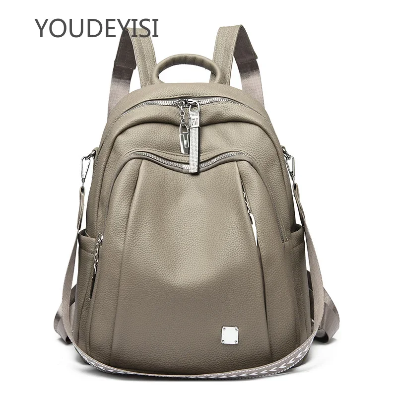 YOUDEYISI Women Soft Leather pack 3 In 1 Bookbag for Girls Female Travel Bagpack Shopper Shoulder Bag Large Capacity Rucksack