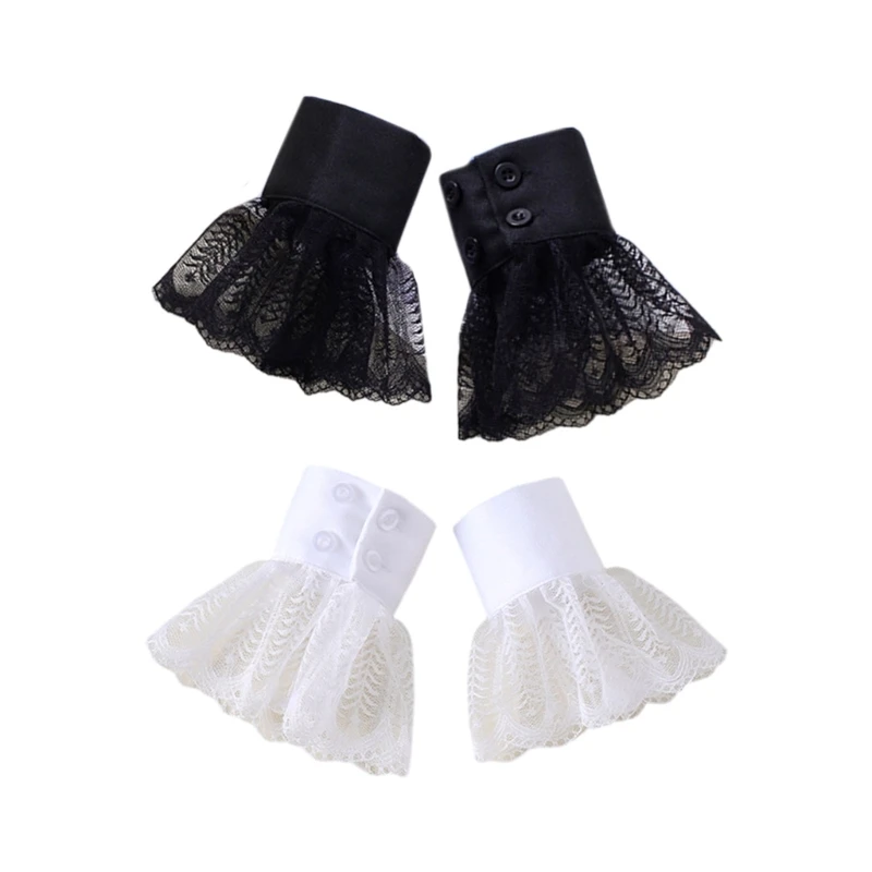 

Decorative Wrist Cuffs for Woman Elastic Cuffs Lace Decorate Shirt Sleeve Cuffs Summer Wrist Sunproof Accessories N58F