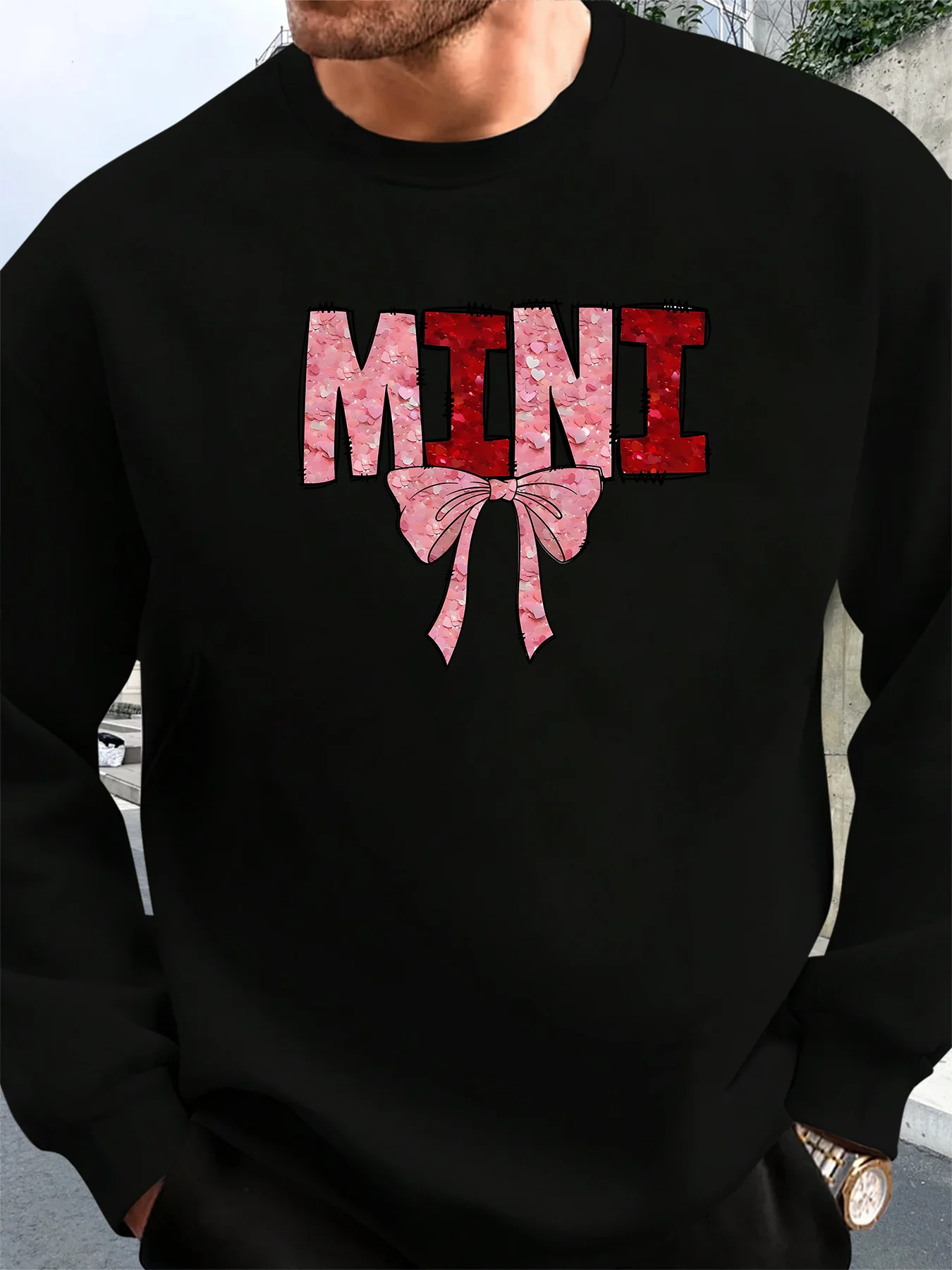 

Мужская толстовка с графическим принтом — темно-зеленый пуловер с мини-бантом, рубашка свободного покроя с длинными рукавами для повседневного использования и официального использования