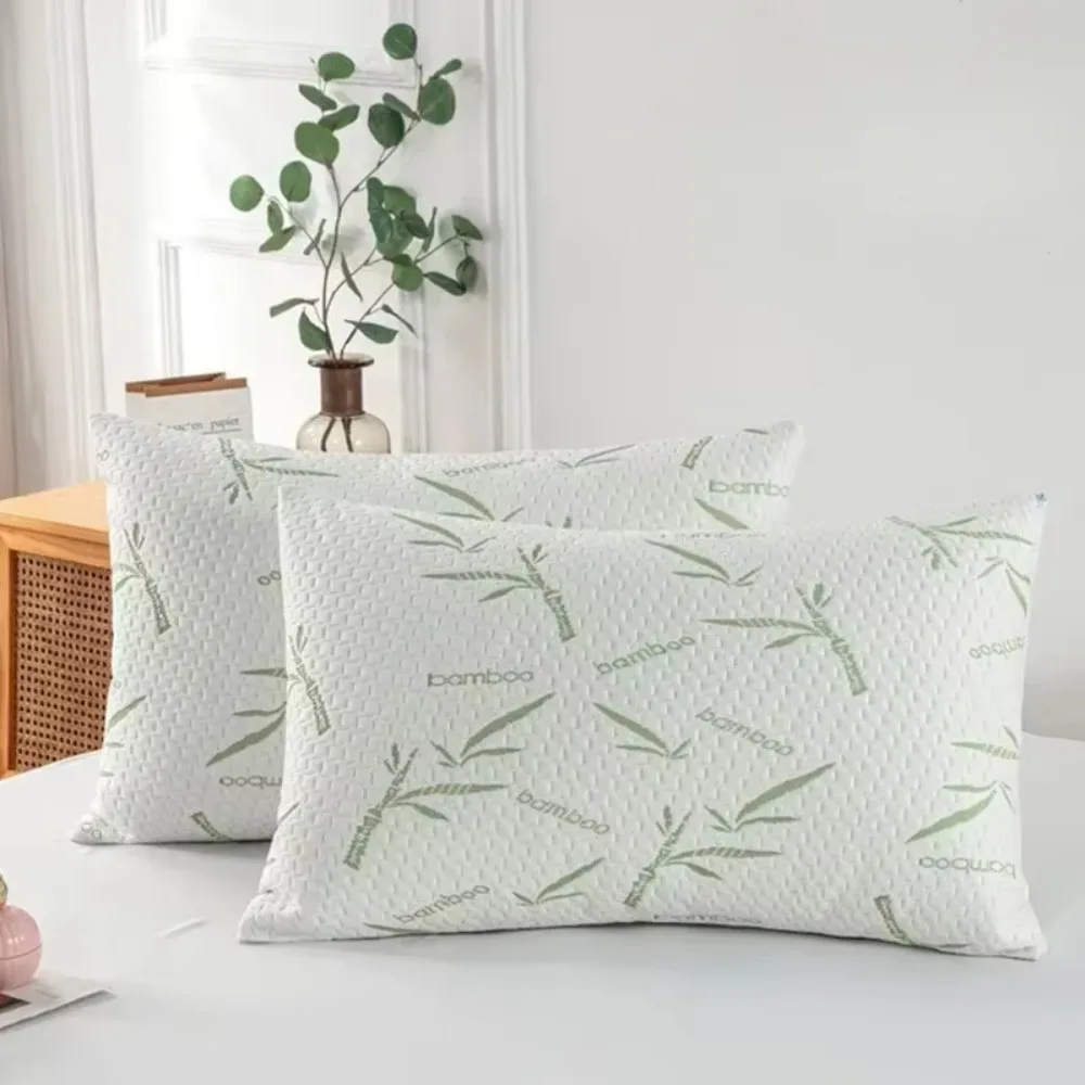 

2PCS Waterproof Bamboo Fiber Pillowcases Skin-friendly Breathable Cooling Pillow Cover with Zipper Dirt-resistant Pillowslip