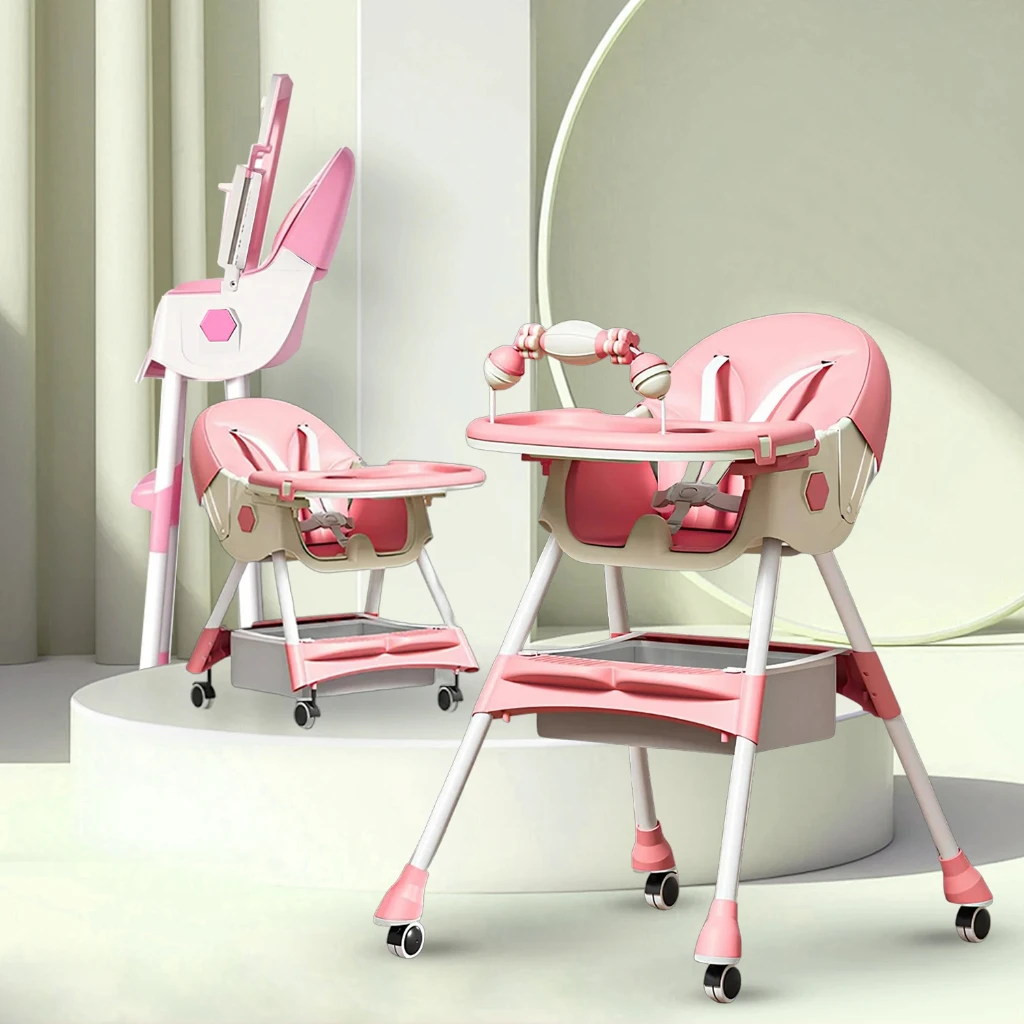 접이식 아기 식탁의자 대형 미끄럼 방지 패드 장난감 선반 포함 청소 용이한 급식 패딩 케이스 액세서리