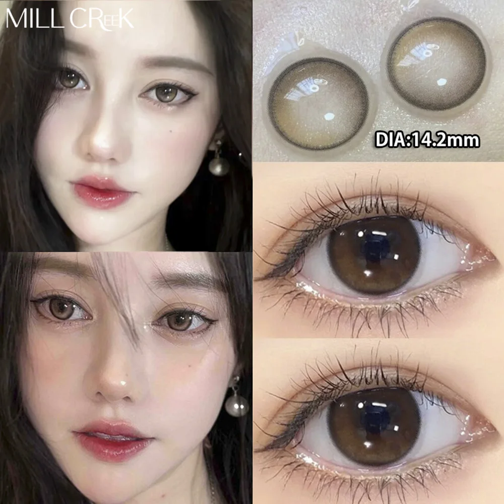 MILL CREEK 2Pcs Natural Eyes Contact Lenses with Myopia Prescription Blue Colored Lenses Black Lenses Beauty Pupil Makeup Yearly