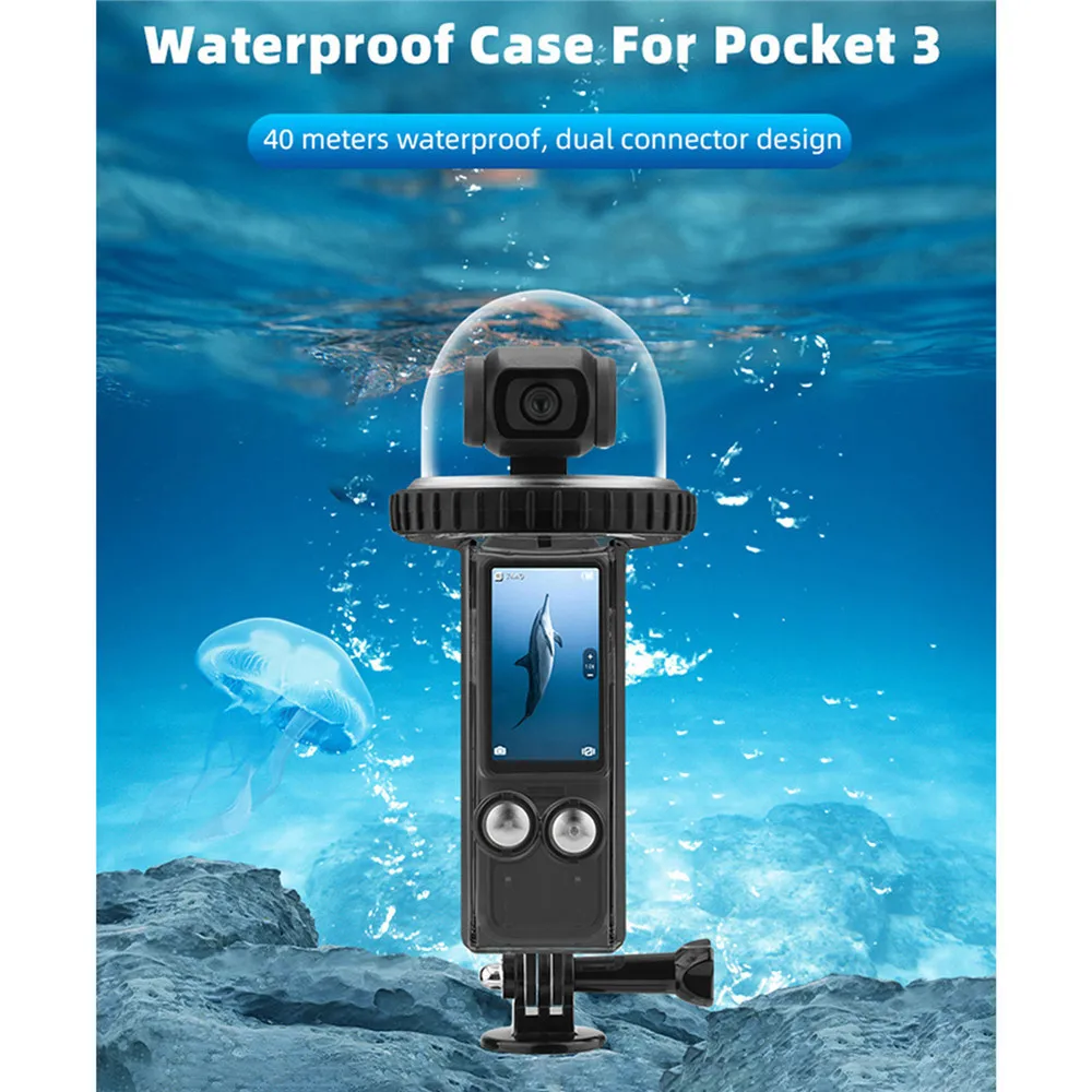 For OSMO POCKET 3 Transparent Black Waterproof Case Snorkeling Cover Swimming and Diving Protective Case Accessories