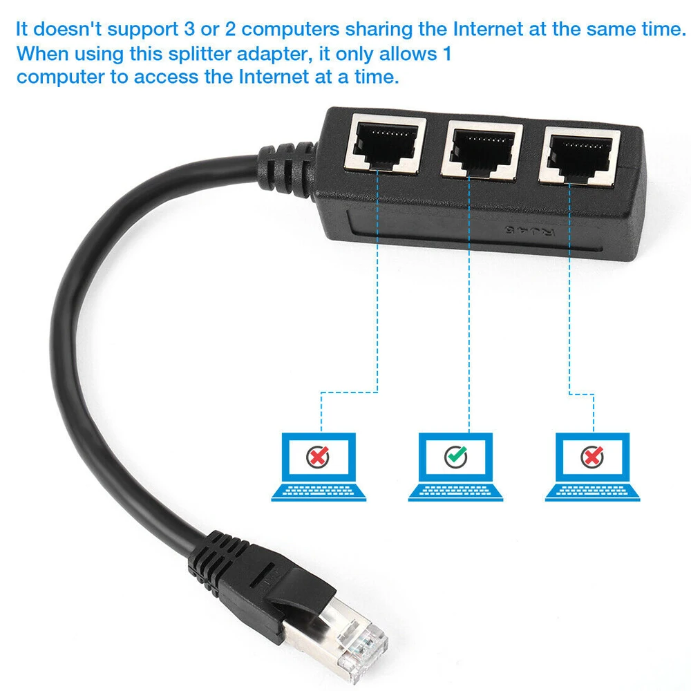 RJ45 1 to 2 / 1 to 3 Ways Splitter Connector Network Adapter Cat5 Cat6 Cat7 LAN Ethernet Cable for Networking Extension