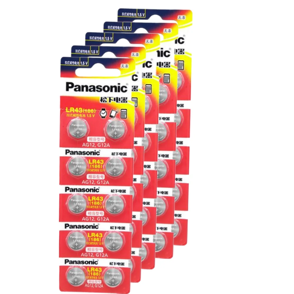 Original Panasonic  2-100PCS  AG12 LR43 SR43 186 386 LR1142 V12GA AG 12 Button Batteries