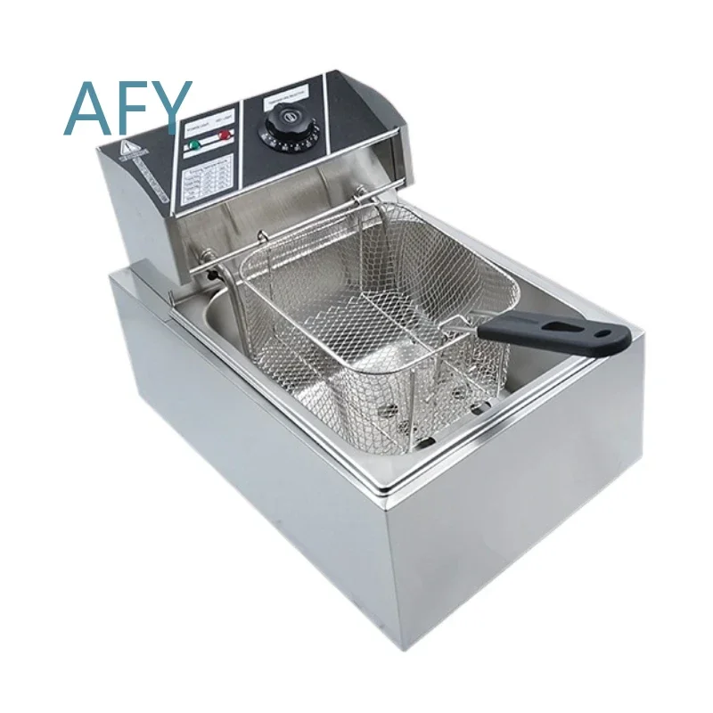 6L 81 Electric Deep Fryer for Home Commercial Use Single Cylinder Single Basket Fryer for Chips Fries Snacks Street Food