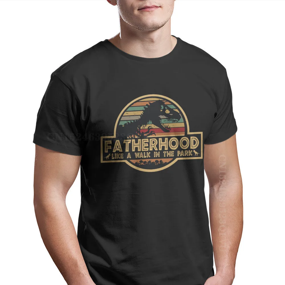 Father Day Daddy Grandpa Pure Cotton Tshirts Fatherhood Like A Walk In The Park Elegant Men T Shirts Leisure Men Clothes Ofertas