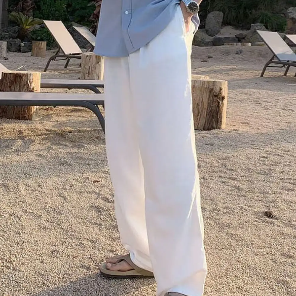 Vintage Vintage American Style Mens White Trousers Loose Straight Leg Casual Dress Pants Non Iron Business Work Slacks - Aliexpress Deal