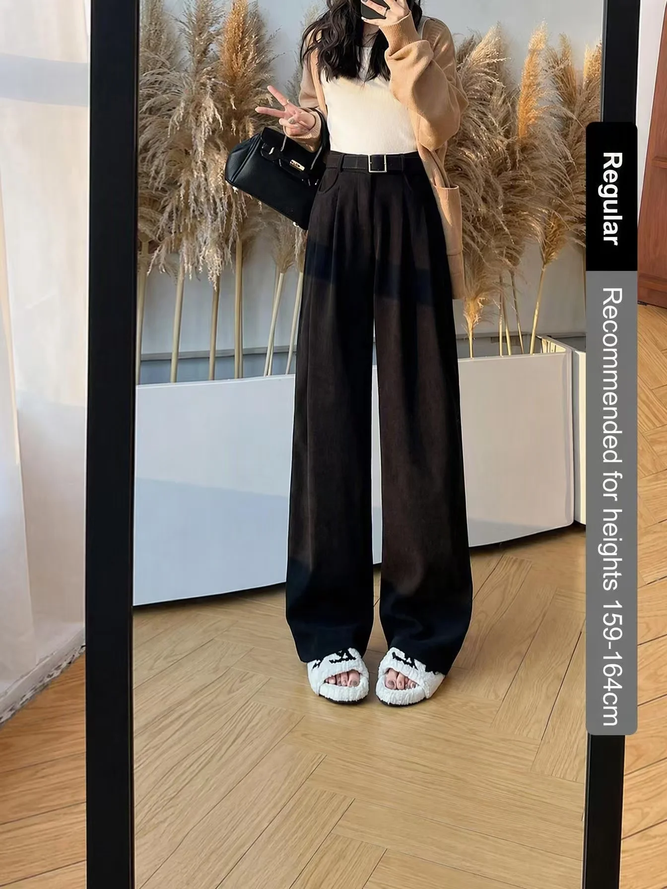 Women's suit pants Spring and Autumn new fashion straight leg casual pants Women's high waisted wide leg pants
