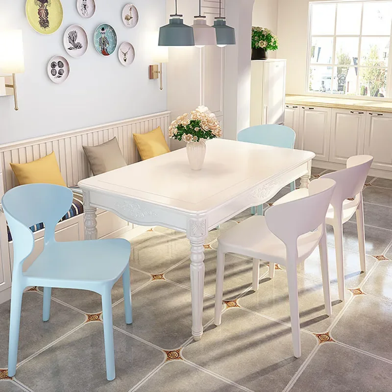 Modern Simple Plastic Dining Chair Nordic Household Ins Thickening Desk Back Makeup Meal Table and Chair - Image 3