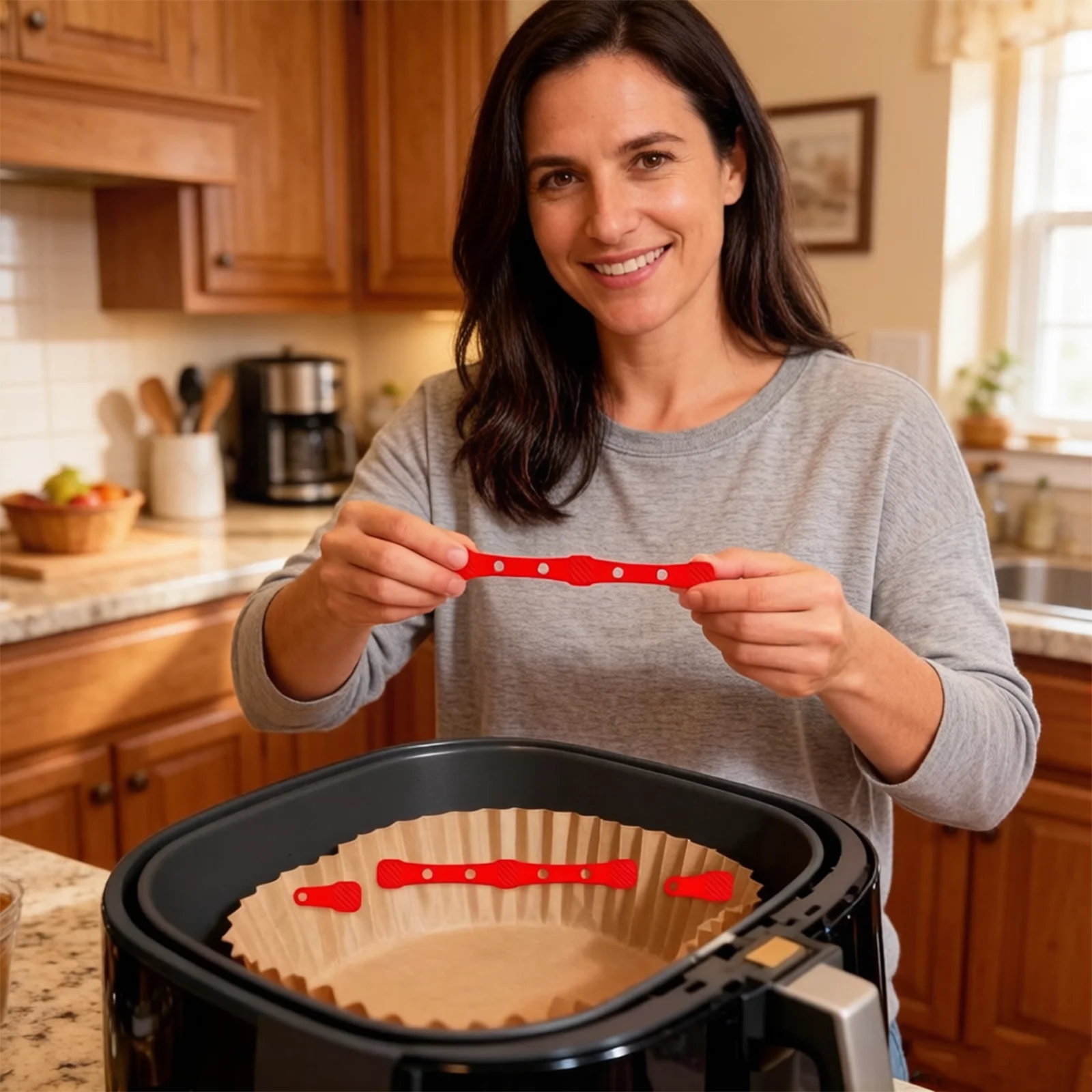 Air Fryer Magnets, Silicone Magnetic Buckles to Secure Parchment Paper & Liners, Air Fryer Accessories for Iron Baskets Only