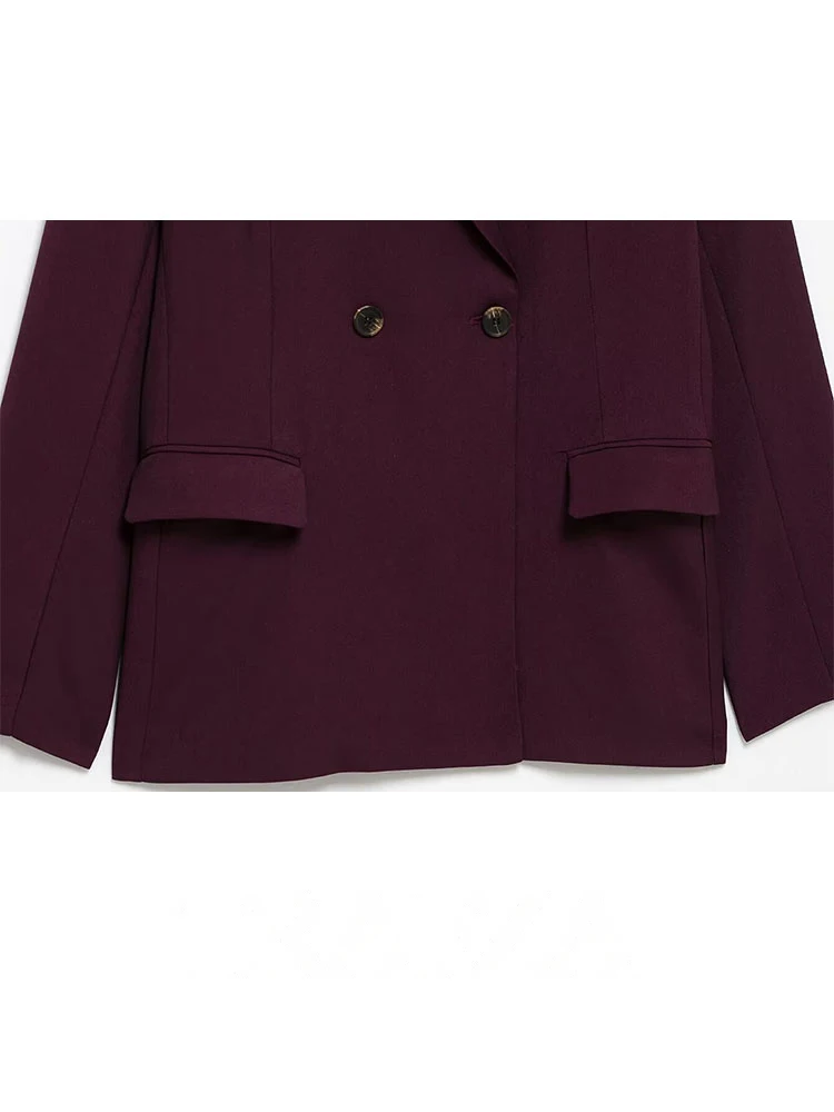 HH 2025 Spring Women's New Fashion Commuting Double-breasted Lapel Anchor Red Blazer Female Elegant Long-Sleeved Casual Coat