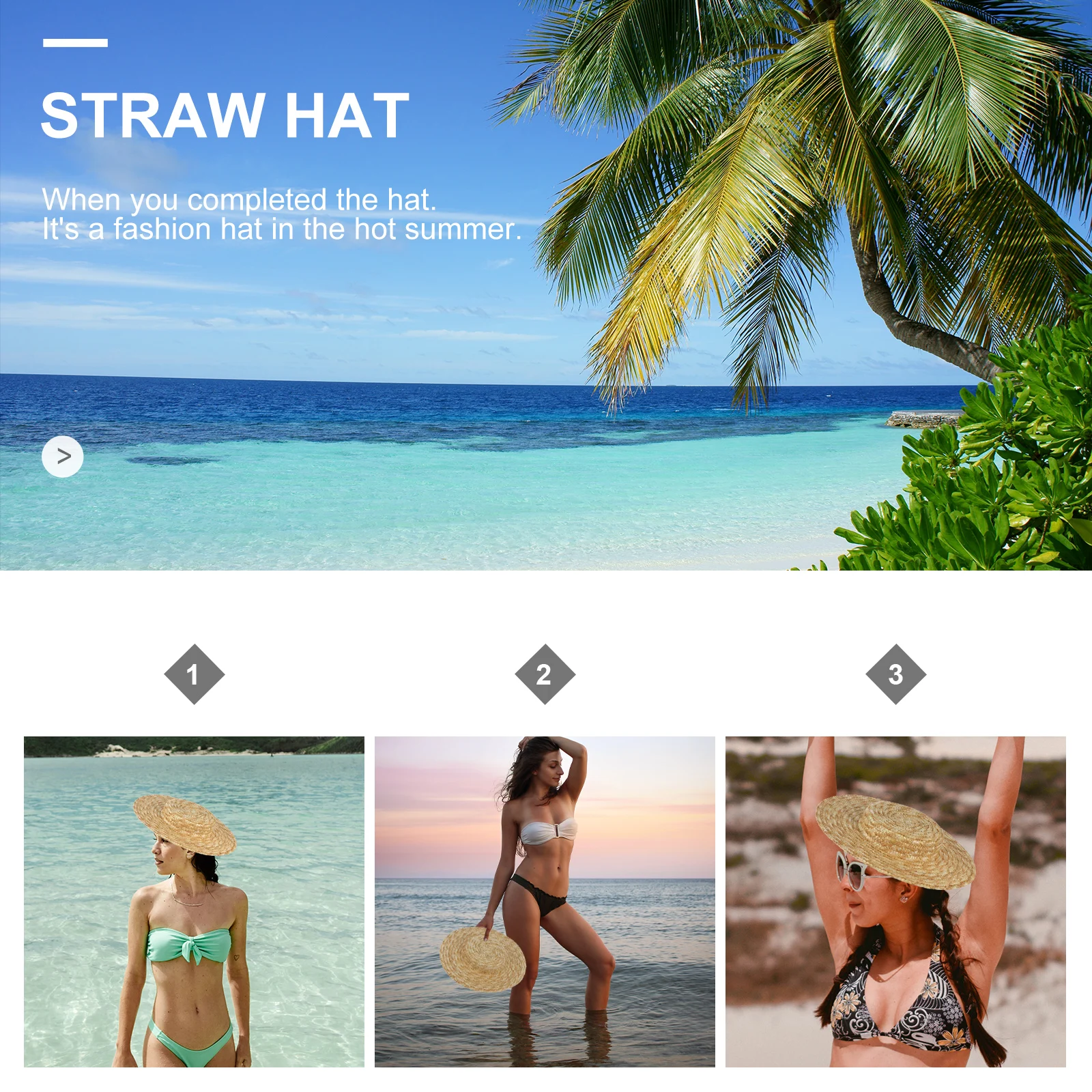 

Premium Straw Beach Fashion Delicate Creative Sun Hat Felt Cap Unique Design Photo Prop St Out Selected