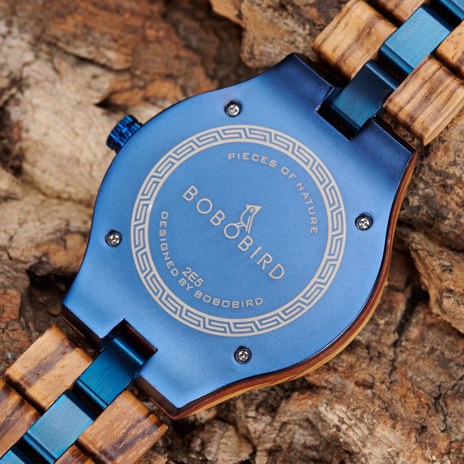 Reloj de madera BOBO BIRD para hombre, reloj de cuarzo de diseño Original con reloj de pulsera de madera Natural azul, grabado personalizado, triangulación de envíos