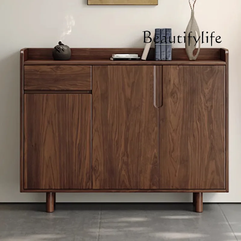 

All solid wood North American black walnut shoe cabinet Middle antique folio Entrance cabinet function