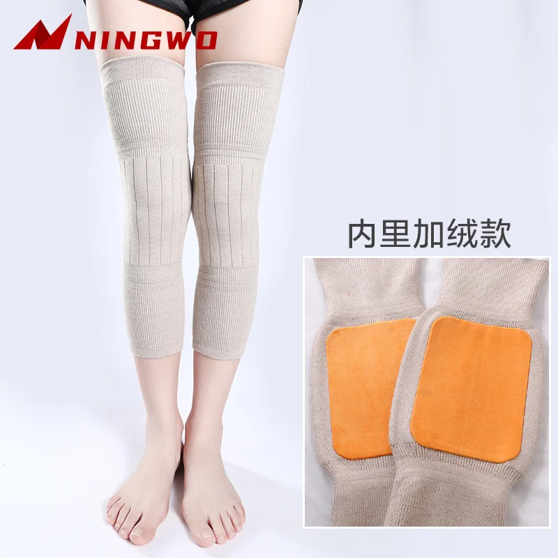 2PCS Winter Warm Wool Cashmere Leg Warmers Sleeves Thick Fleece Lined Knee Pads Brace Support Guard Protector Long Thermal Wraps