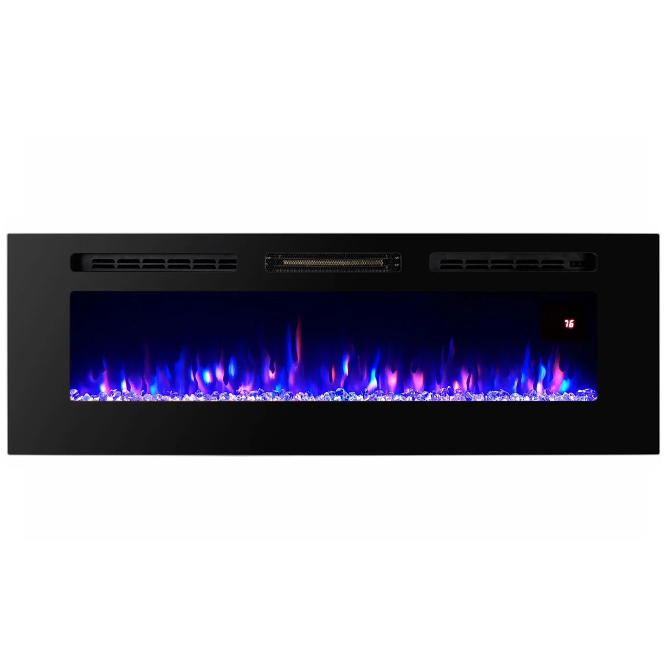 60" modern  artificial flame wall mounted electric fireplace insert indoor remote control