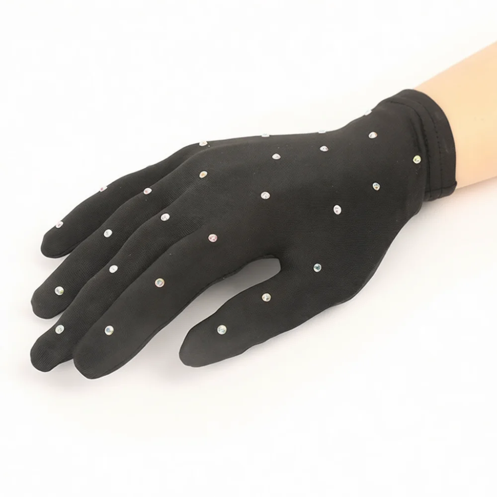 High Quality Figure Skating Gloves Rhinestone Embellished Performance Hand Wear Elastic Comfortable Practice Gear For Ice Skatin