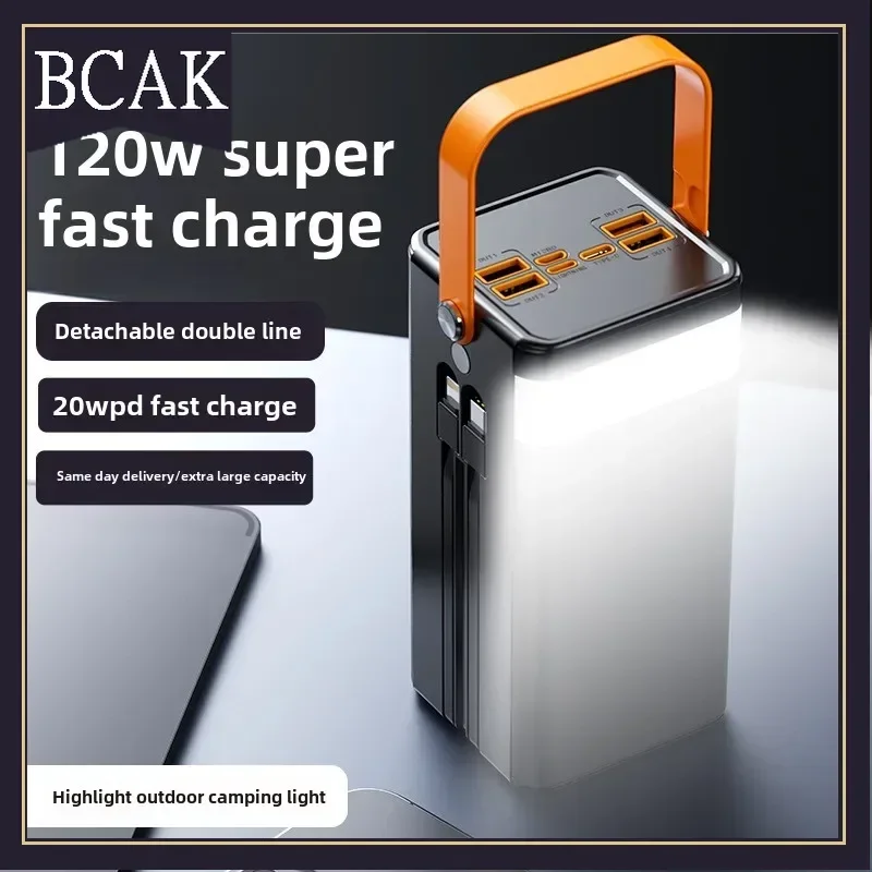 Hot Style Super Fast Charging 160,000 MAh Power Bank Comes with Line Outdoor Camping Large Capacity BCAK Mobile Power Supply 500