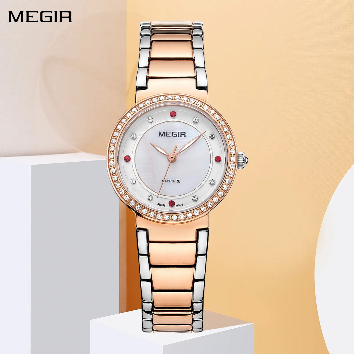 

MEGIR Fashion Stainless Steel Women Bracelet Quartz Watches Elegant Business Ladies Clock Female Sport Wristwatch Reloj Mujer