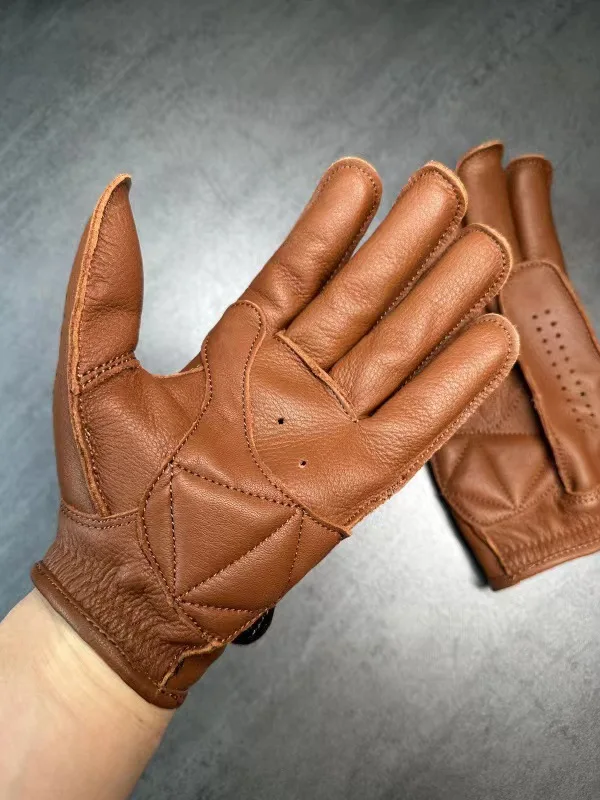 Vintage Cafe Racer & Road Cycling Mens Genuine Cow Leather Motorcycle Gloves Touchscreen Breathable Urban Protective Glove Items