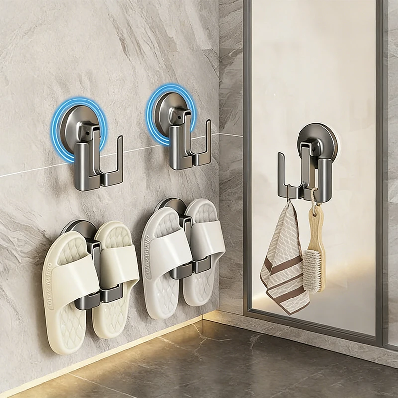 Bohrfreier Saugnapf-Badezimmerregal, Toiletten-Slipperhalter, Aufbewahrungsregal, Wandmontiertes Wandregal