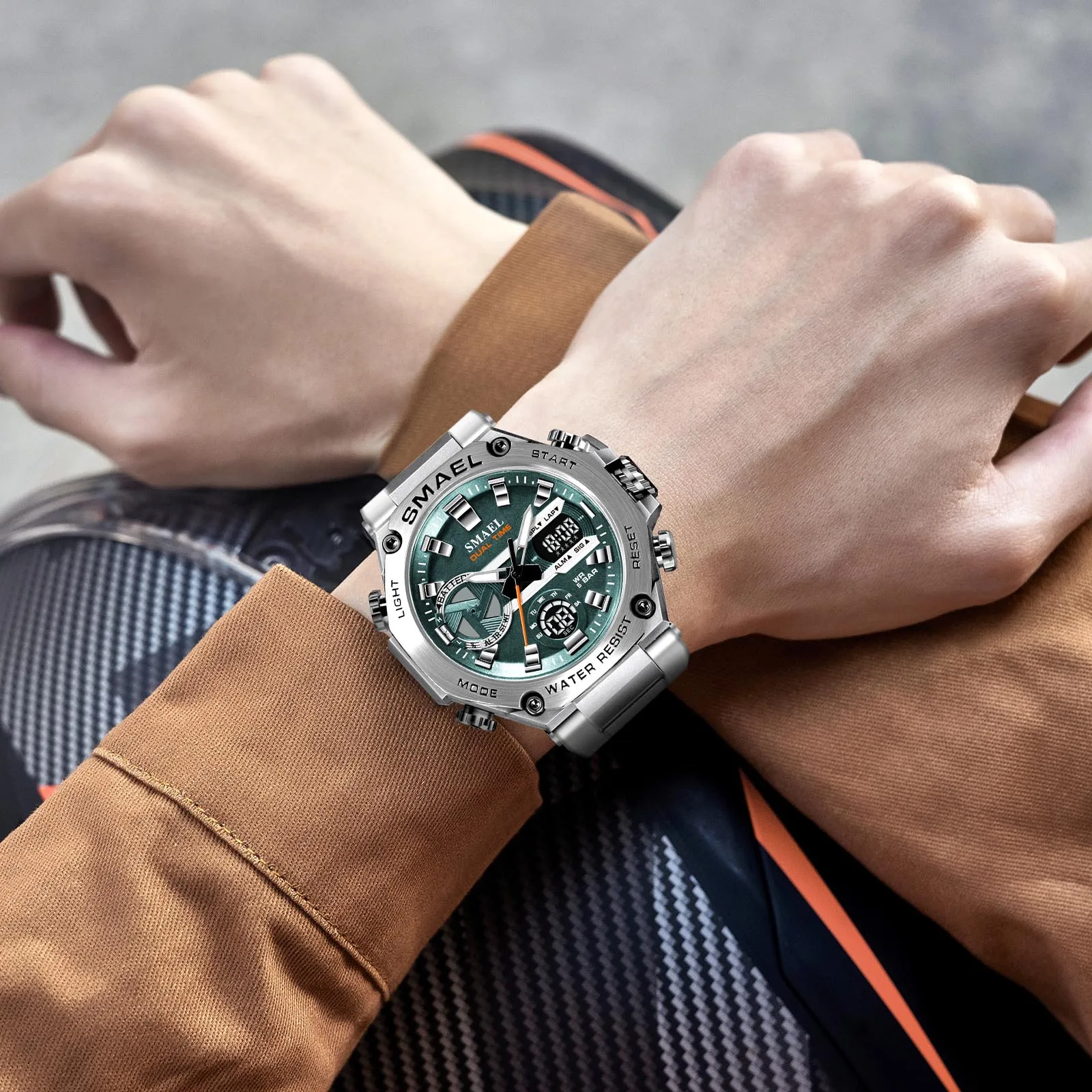New Stainless Steel Watches Fashion Bussiness Watches 50M Waterproof 8097 Men\'sWristwatches Sports Quartz Watches Gifts Mens