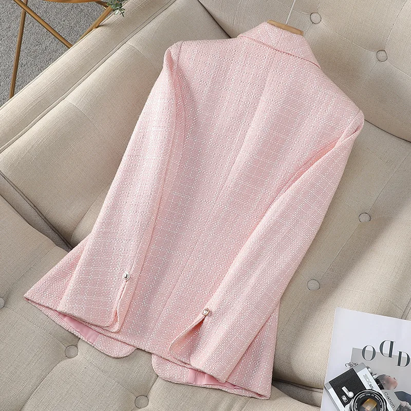 المرأة سترة طويلة الأكمام مزدوجة الصدر الإناث معطف غير رسمي الخريف الشتاء مكتب السيدات الأعمال ملابس العمل معاطف رسمية