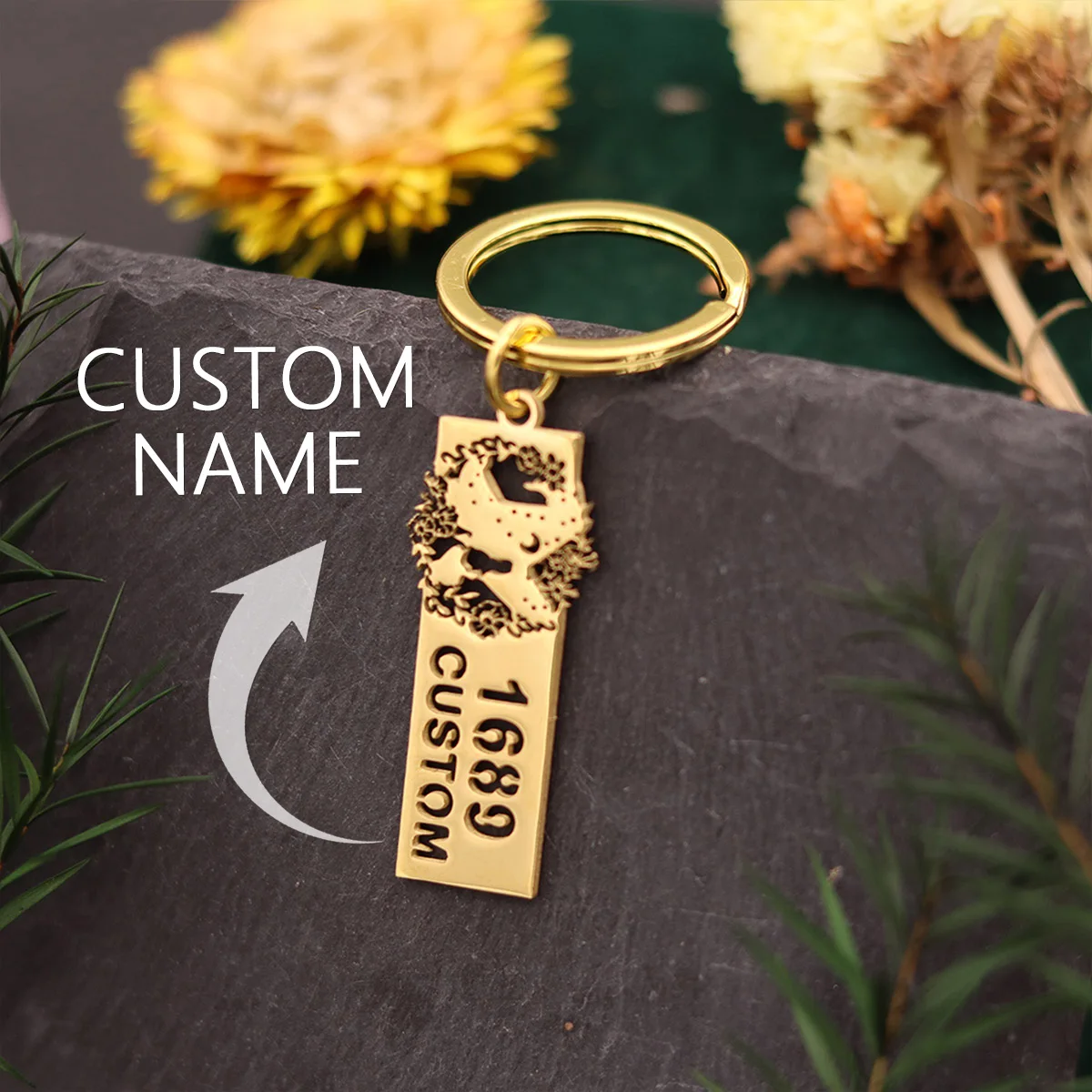 QIAMNI персонализированный брелок с номером дома, подарок на новоселье, уличный брелок из нержавеющей стали с лазерной гравировкой адреса