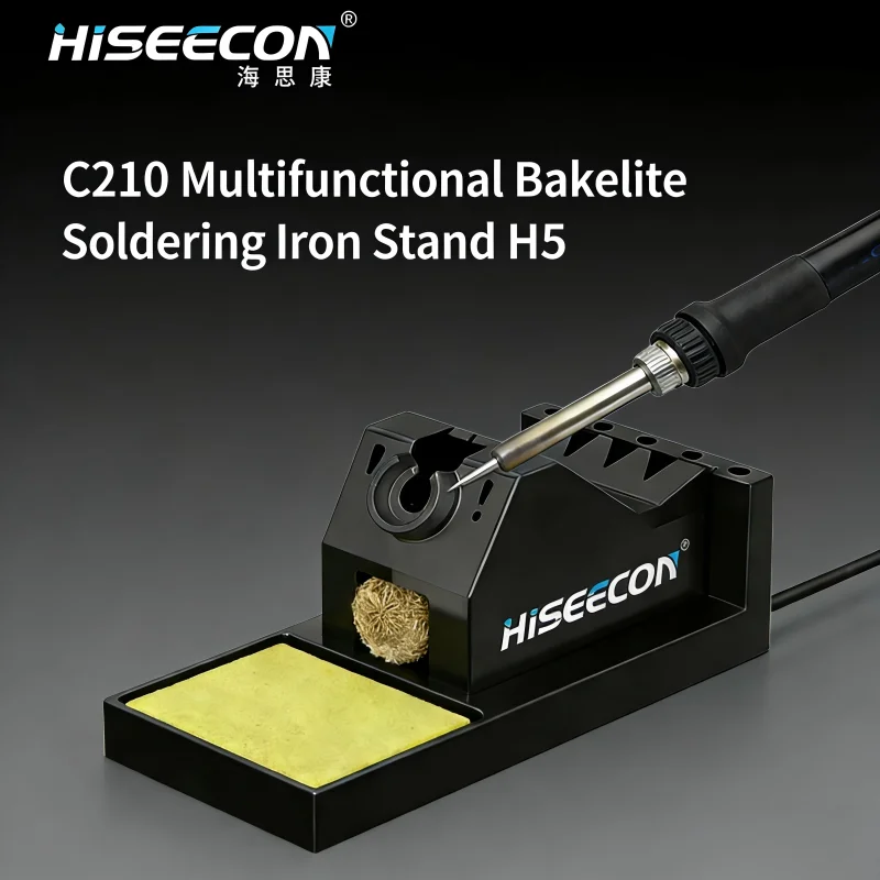 HISEECON Aluminum Soldering Iron Stand Heavy Duty Base Holder with Cleaning Sponge for 936 BGA Rework Welding Tools