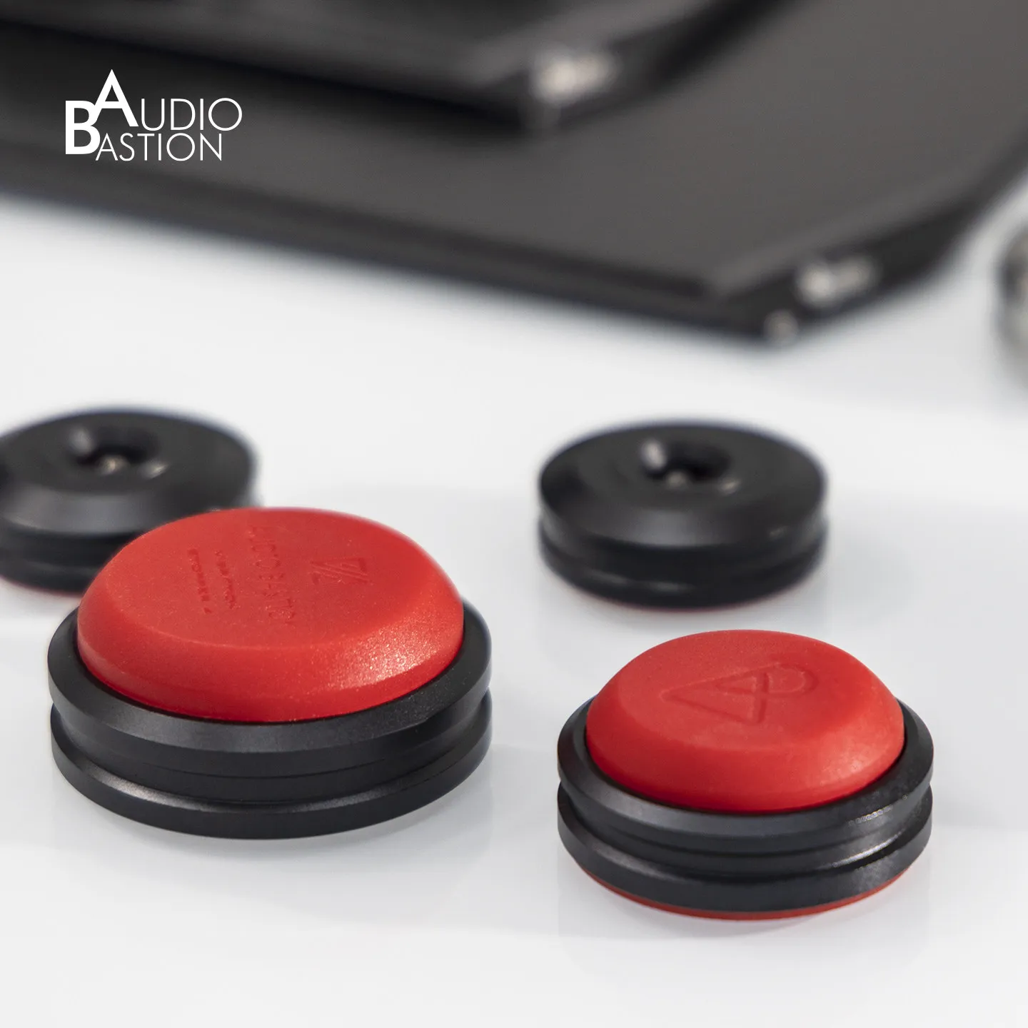 Shock-absorbing speaker stand pads AudioBastion Edinburgh subwoofer stand spikes HiFi vibration-damping rack feet