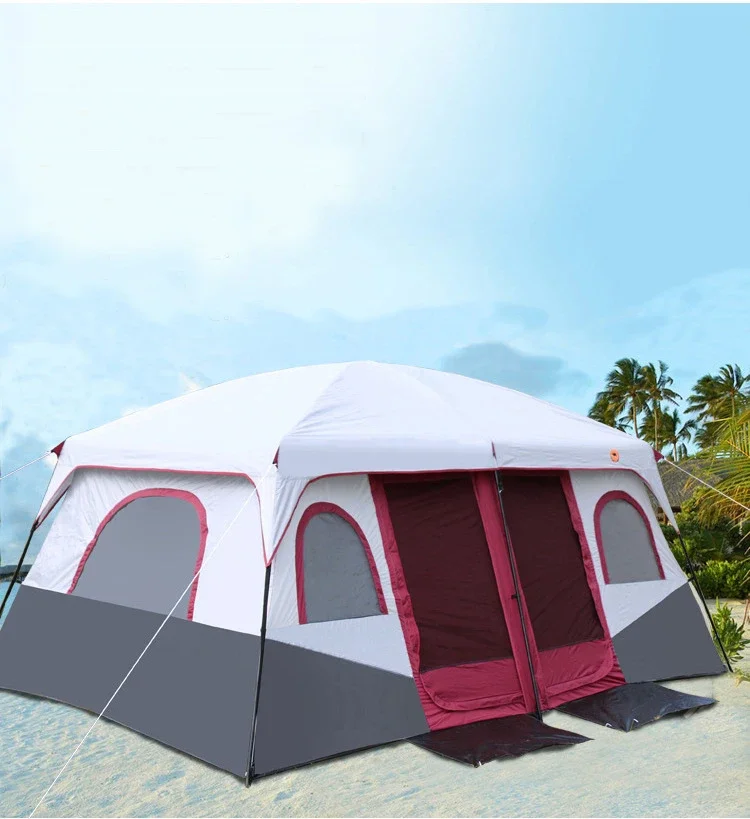 8-12 Persons double layer Large Luxury Wind Resistant Family Carpas De Camping Tent