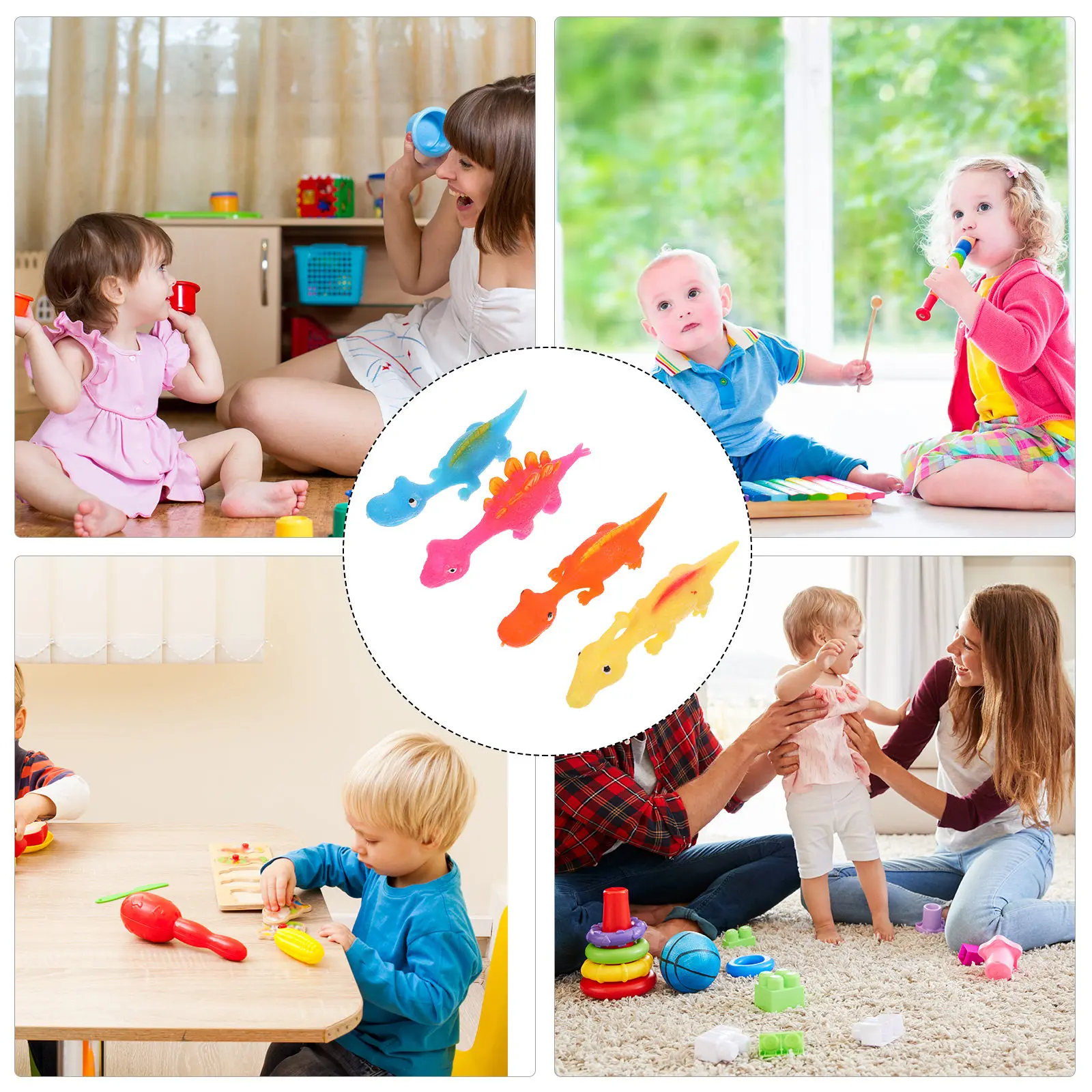 

6Pcs Dinosaur Tpr Durable Finger Catapults Washable Mini Dinosaurs Great Fun Gifts for Kids Dinosaur Toys